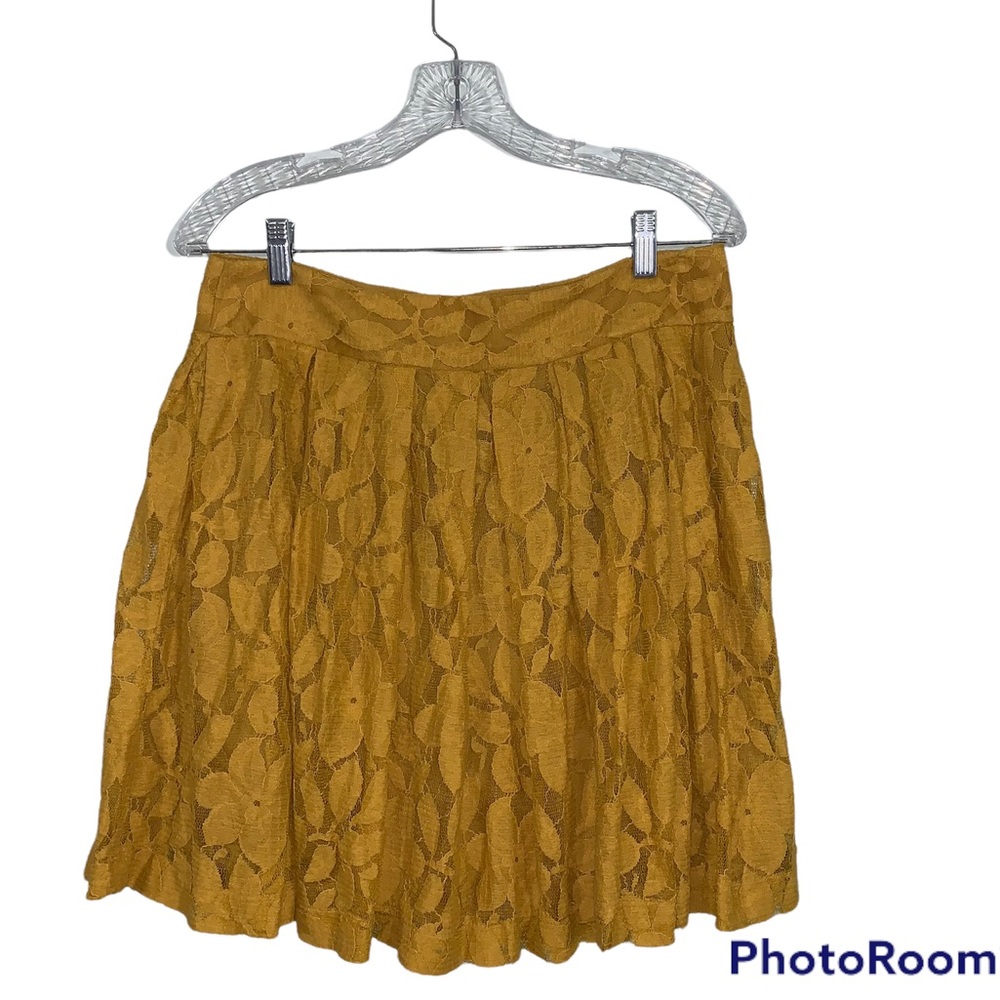 LOFT Ann Taylor Size 8 floral skirt mustard gold